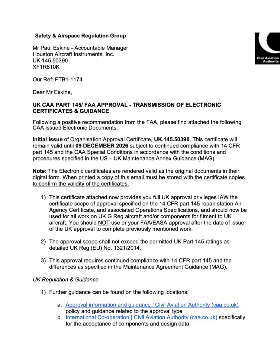 UK-CAA Approval Letter
